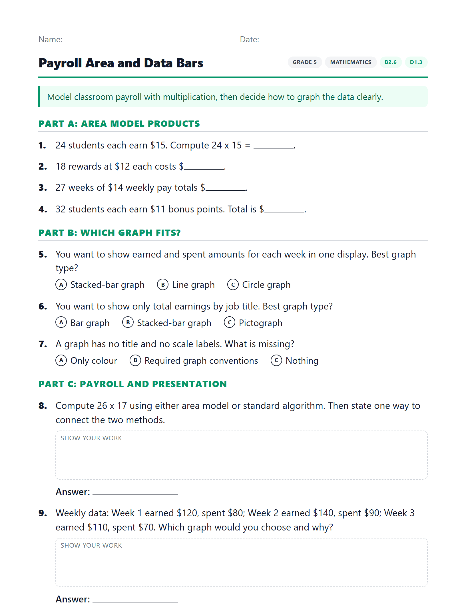 Preview of Payroll Area and Data Bars worksheet