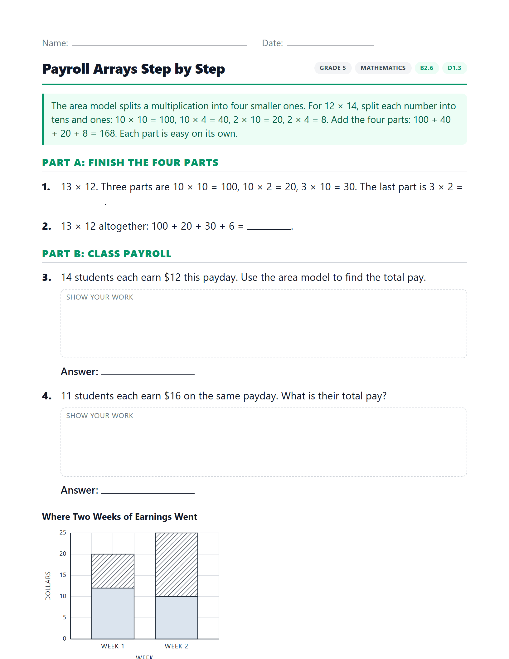 Preview of Payroll Arrays Step by Step worksheet
