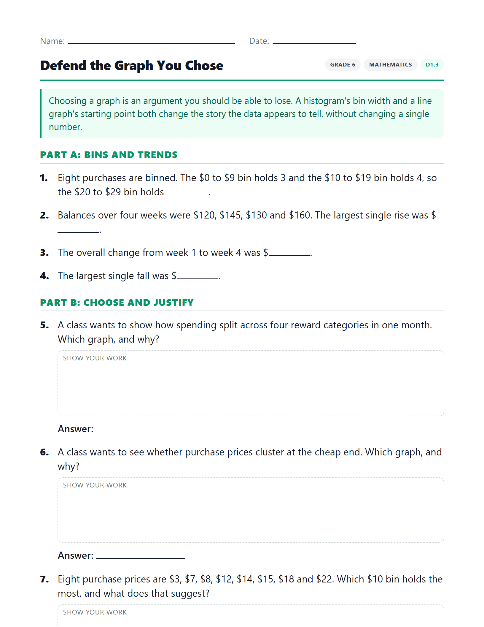Preview of Defend the Graph You Chose worksheet