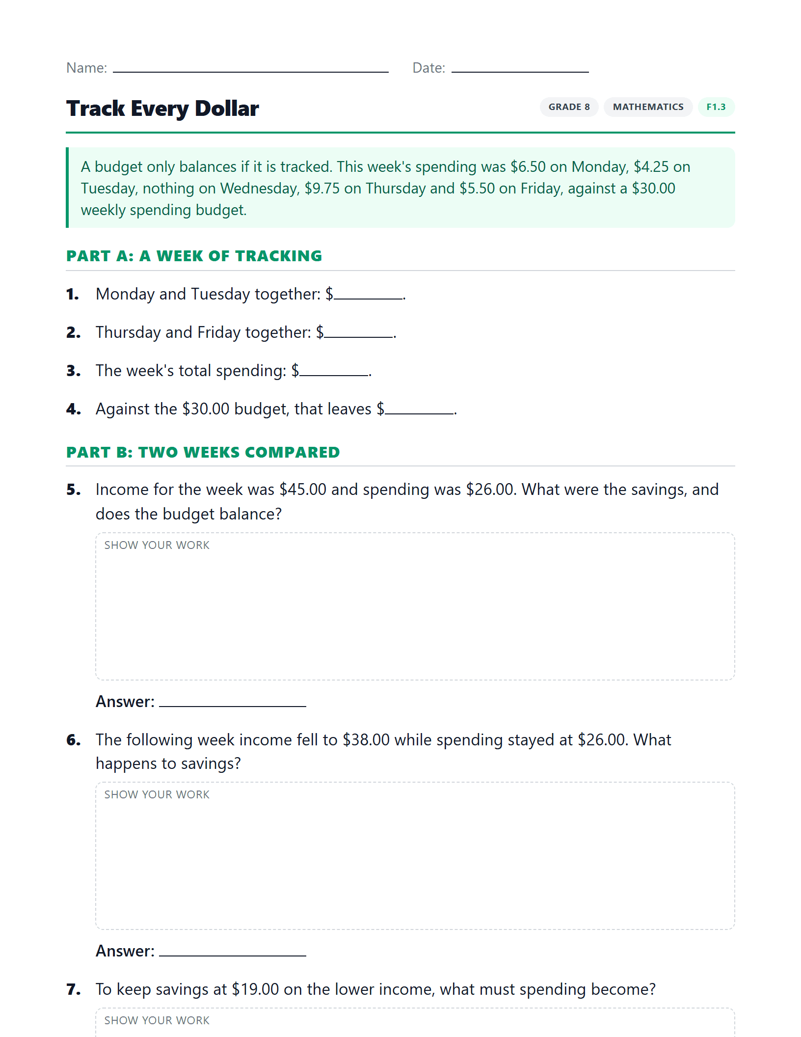 Preview of Track Every Dollar worksheet